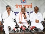 VHP leaders announcing plans to hold the yatra on August 26, 2023. (HT Archive) VHP leaders announcing plans to hold the yatra on August 26, 2023. (HT Archive)