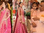 Nita Ambani, Mukesh and Radhika all look resplendent as they celebrate at Antilia. Nita Ambani, Mukesh and Radhika all look resplendent as they celebrate at Antilia.
