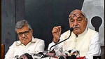 Former Haryana CM Bhupinder Singh Hooda during a press meet in Chandigarh on Thursday. (Keshav Singh/ht) Former Haryana CM Bhupinder Singh Hooda during a press meet in Chandigarh on Thursday. (Keshav Singh/ht)
