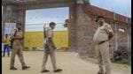 Mainpuri: Police personnel outside Ram Kutir Charitable Trust, the ashram of preacher Baba Narayan Hari, also known as Saakar Vishwa Hari Bhole Baba, at Bichhwa, in Mainpuri district on July 3 (PTI) Mainpuri: Police personnel outside Ram Kutir Charitable Trust, the ashram of preacher Baba Narayan Hari, also known as Saakar Vishwa Hari Bhole Baba, at Bichhwa, in Mainpuri district on July 3 (PTI)
