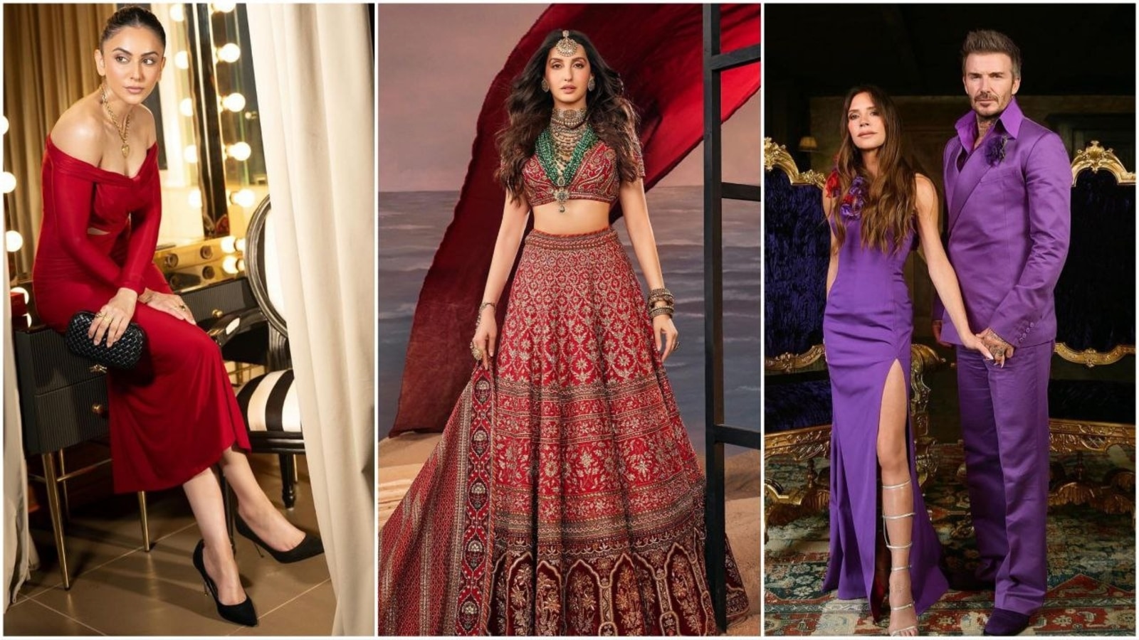 From Nora Fatehi’s red ethnic look to David Beckham’s iconic wedding outfit: Best-dressed celebs of the day. Check pics