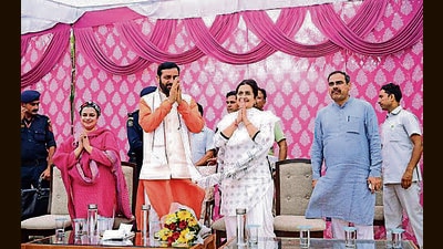 Haryana CM Nayab Singh Saini during an event at his official residence in Chandigarh on Thursday. (HT Photo) Haryana CM Nayab Singh Saini during an event at his official residence in Chandigarh on Thursday. (HT Photo)