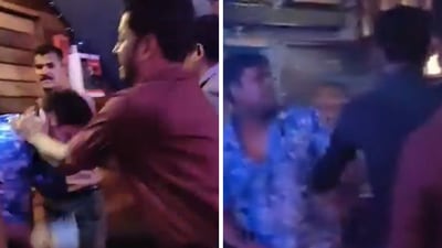 A grab from the video that captured diners fighting with the manager at the restaurant, when asked to pay service charge. (Photo: X)