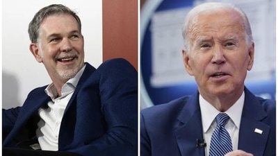 Netflix boss Reed Hastings has urged President Joe Biden to withdraw from the race after his disastrous debate performance last week. (AP ) Netflix boss Reed Hastings has urged President Joe Biden to withdraw from the race after his disastrous debate performance last week. (AP )