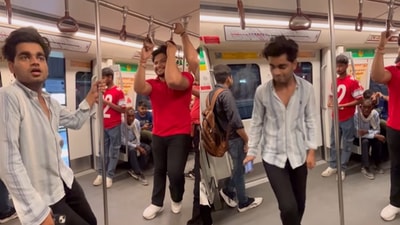 Delhi: Snapshot of the man dancing inside the metro. (Instagram/@laughwithsachin) Delhi: Snapshot of the man dancing inside the metro. (Instagram/@laughwithsachin)