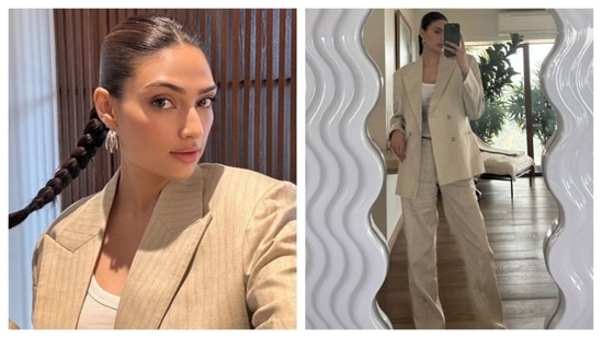 Athiya's re-wearing her father's suit with her touch of magic is screaming the vibe of 'Daddy's girl'. 