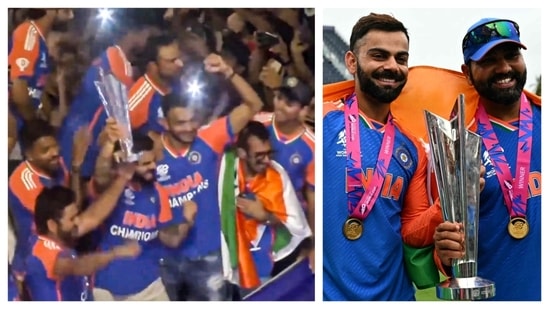 Kohli warmly embraced his longtime teammate Rohit as the duo lifted the T20 World Cup trophy in India's victory parade 