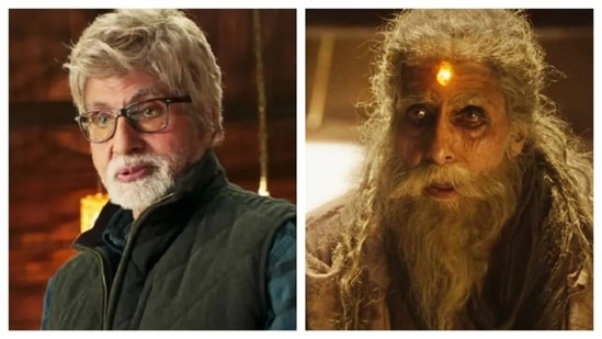 Amitabh Bachchan in Karan Johar-backed Brahmastra (left) and as Ashwatthama in Nag Ashwin's Kalki 2898 AD.