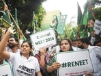 A protest in Patna, over alleged NEET irregularities. (HT) A protest in Patna, over alleged NEET irregularities. (HT)