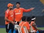 India's Rohit Sharma and Shubman Gill during practice.