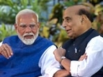 Prime Minister Narendra Modi in conversation with Defence Minister Rajnath Singh in New Delhi.(ANI) Prime Minister Narendra Modi in conversation with Defence Minister Rajnath Singh in New Delhi.(ANI)