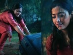 Rashmika Mandanna in her first look from Kubera. Rashmika Mandanna in her first look from Kubera.