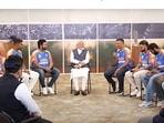 PM Narendra Modi in conversation with India's T20WC champions at his residence
