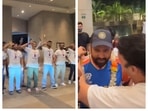 Rohit Sharma's friends and family welcome India captain at his Mumbai residence Rohit Sharma's friends and family welcome India captain at his Mumbai residence