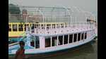 A diesel-engine boat on the Ganga in Varanasi, which was converted to CNG. (HT Photo) A diesel-engine boat on the Ganga in Varanasi, which was converted to CNG. (HT Photo)