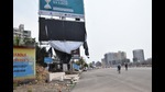 Out of 21 illegal hoardings, five were from Mulshi, three from Hinjewadi, one from Bavdhan, and the rest were from Devghat on the Palkhi procession route. (HT PHOTO) Out of 21 illegal hoardings, five were from Mulshi, three from Hinjewadi, one from Bavdhan, and the rest were from Devghat on the Palkhi procession route. (HT PHOTO)