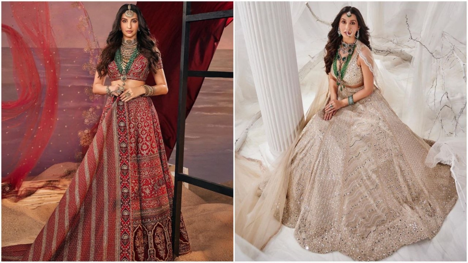 Nora Fatehi channels royal elegance in two dreamy lehenga ensembles; brides-to-be take notes. All glam pics inside