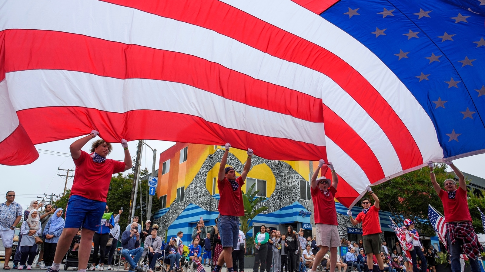 4th of July celebrations Decked out in red, white and blue colours, US