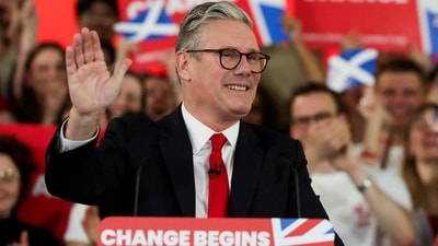 Keir Starmer, leader of Britain's Labour party, reacts as he speaks at a reception to celebrate his win in the election, at Tate Modern, in London, Britain, July 5, 2024. REUTERS/Suzanne Plunkett/File Photo