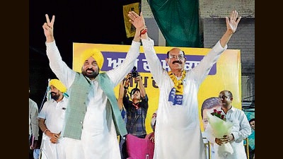 CM Bhagwant Mann during a poll campaign in Jalandhar on Friday.