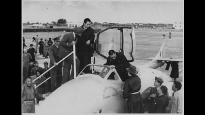 Dalai Lama and the Panchen Lama being shown a Vampire Jet Fighter in a photograph dated 11 January 1957. (HT Photo) Dalai Lama and the Panchen Lama being shown a Vampire Jet Fighter in a photograph dated 11 January 1957. (HT Photo)