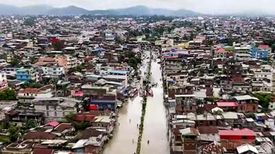 Incessant rainfall has caused flooding at several places in Manipur’s Imphal West and Imphal East districts, after two major rivers breached embankments. (PTI/X/NBirenSingh) Incessant rainfall has caused flooding at several places in Manipur’s Imphal West and Imphal East districts, after two major rivers breached embankments. (PTI/X/NBirenSingh)