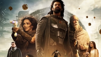 Deepika Padukone, Prabhas, Amitabh Bachchan in Kalki 2898 AD. Deepika Padukone, Prabhas, Amitabh Bachchan in Kalki 2898 AD.
