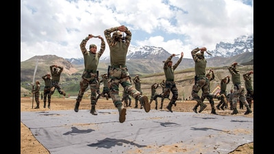Kargil, Jun 03 (ANI): Army personnel perform combat sports during the Summer Carnival 2024 organised by Forever In Operations, The 8 Mountain Division of Indian Army as part of Kargil Vijay Rajat Jayanti Mahotsav, at Dras in Kargil on Monday. (ANI Photo) (Gourav)