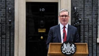 Keir Starmer, UK prime minster, delivers the first speech of his premiership, following the general election. (Bloomberg)