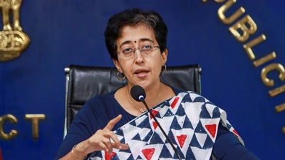 Delhi Minister and AAP leader Atishi addresses a press conference regarding flood control in the national capital during the monsoon season (PTI Photo) (PTI) Delhi Minister and AAP leader Atishi addresses a press conference regarding flood control in the national capital during the monsoon season (PTI Photo) (PTI)