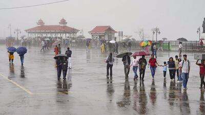 People at the Ridge in Shimla on a rainy Friday afternoon. The weather department has forecast an increase in monsoon activity with heavy to very heavy rainfall in Himachal Pradesh over the weekend. (PTI Photo) People at the Ridge in Shimla on a rainy Friday afternoon. The weather department has forecast an increase in monsoon activity with heavy to very heavy rainfall in Himachal Pradesh over the weekend. (PTI Photo)