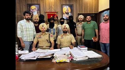 Police recovered a car and sharp-edged weapons from the accused. (HT Photo)
