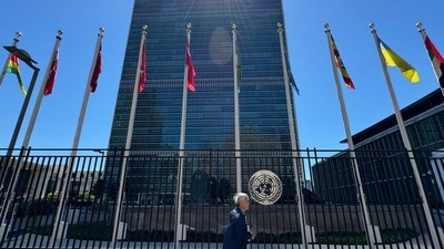 A man walks past the headquarters of the United Nations building in Midtown Manhattan in New York, (AFP) A man walks past the headquarters of the United Nations building in Midtown Manhattan in New York, (AFP)