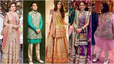 The Ambanis celebrated a Dandiya party last night, and the event was nothing short of a glamorous affair as they stunned in exquisite outfits that scream sartorial brilliance. From Radhika Merchant's Lord Krishna-inspired lehenga to Shloka Mehta in Tarun Tahiliani, and Nita Ambani in Manish Malhotra, check out their stunning pictures from the festivities. (Instagram) The Ambanis celebrated a Dandiya party last night, and the event was nothing short of a glamorous affair as they stunned in exquisite outfits that scream sartorial brilliance. From Radhika Merchant's Lord Krishna-inspired lehenga to Shloka Mehta in Tarun Tahiliani, and Nita Ambani in Manish Malhotra, check out their stunning pictures from the festivities. (Instagram)