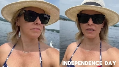 Elizabeth Banks grooved to the tune of “Party in the USA” in her red, white and blue patriotic bikini-clad moment. “Happy 4th everyone. Lake life in MA,” she captioned her video on social media. (Instagram/@elizabethbanks) Elizabeth Banks grooved to the tune of “Party in the USA” in her red, white and blue patriotic bikini-clad moment. “Happy 4th everyone. Lake life in MA,” she captioned her video on social media. (Instagram/@elizabethbanks)