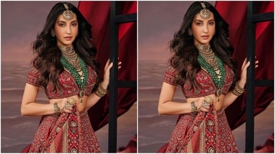 Assisted by makeup artist Yashaswini Gupta, Nora was decked out in nude eyeshadow, smudged eyeliner, mascara-coated lashes, defined brows, blushed cheeks, luminous highlighter, and a shade of peach lipstick. (Instagram/@norafatehi) Assisted by makeup artist Yashaswini Gupta, Nora was decked out in nude eyeshadow, smudged eyeliner, mascara-coated lashes, defined brows, blushed cheeks, luminous highlighter, and a shade of peach lipstick. (Instagram/@norafatehi)