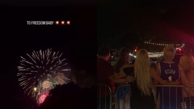 Instead of taking the day off, Kesha was snapped performing Philadelphia’s Wawa Welcome America Fourth of July Concert in a scarlet bodysuit. She ended the day by turning to Instagram to celebrate the American Independence Day online, sharing a cute photo of her squad. (Instagram Stories/kesha) Instead of taking the day off, Kesha was snapped performing Philadelphia’s Wawa Welcome America Fourth of July Concert in a scarlet bodysuit. She ended the day by turning to Instagram to celebrate the American Independence Day online, sharing a cute photo of her squad. (Instagram Stories/kesha)