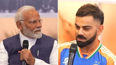 Virat Kohli (R) opened up to PM Narendra Modi about his mindset heading into the T20 World Cup final. (PMO)