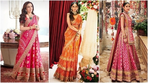 Radhika Merchant, Nita Ambani and Isha Ambani stuns in glamorous bandhani outfits. (Instagram)