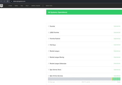 Epic Games' status check page (Epic Games) Epic Games' status check page (Epic Games)
