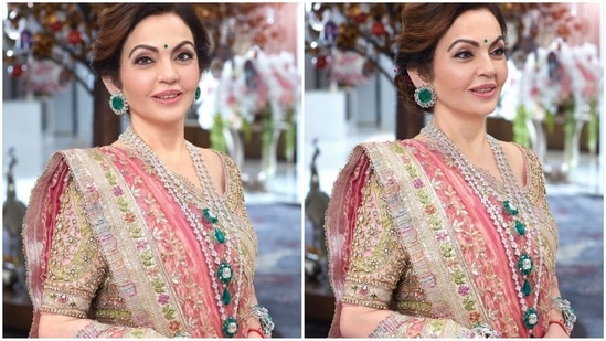 She styled her look with heritage Meenakari Kundan jewellery, including oversized stud earrings, multi-layered stacked necklaces, and bangles adorning her wrist.(Instagram)