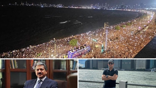 Sourav Ganguly and Anand Mahindra's reactions to the crowd at Team India's victory parade in Mumbai went viral. (Screengrab, File Photo, Instagram/@souravganguly) Sourav Ganguly and Anand Mahindra's reactions to the crowd at Team India's victory parade in Mumbai went viral. (Screengrab, File Photo, Instagram/@souravganguly)