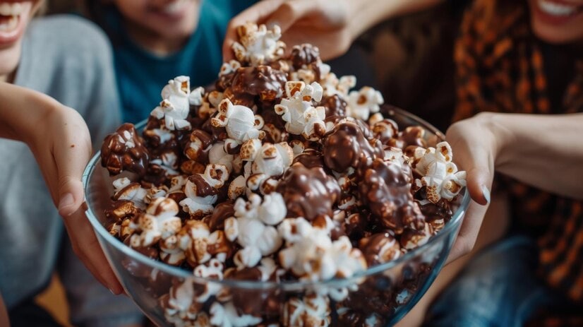 Chocolate coated popcorn(Freepik)