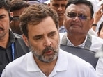 Congress leader Rahul Gandhi talking to the mediapersons. (Sakib Ali/Hindustan Times)