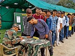 Aspirants stand in a queue to register themselves under the Agnipath recruitment scheme, at Surankote, in Poonch (Rahi Kapoor) (File) Aspirants stand in a queue to register themselves under the Agnipath recruitment scheme, at Surankote, in Poonch (Rahi Kapoor) (File)