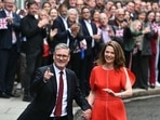 Britain's Prime Minister Keir Starmer and leader of the Labour Party, and his wife Victoria thank supporters after he addressed the nation following his general election victory, in Downing Street in London on Friday. Britain's Prime Minister Keir Starmer and leader of the Labour Party, and his wife Victoria thank supporters after he addressed the nation following his general election victory, in Downing Street in London on Friday.