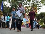 NEET UG counselling 2024: Candidates at an exam center in in Lucknow. NEET UG counselling 2024: Candidates at an exam center in in Lucknow.