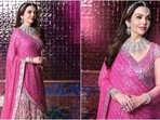 Nita Ambani looks royal in a pink jewelled Falguni Shane Peacock lehenga she wore for Anant Ambani and Radhika Merchant's sangeet. (Instagram) Nita Ambani looks royal in a pink jewelled Falguni Shane Peacock lehenga she wore for Anant Ambani and Radhika Merchant's sangeet. (Instagram)