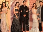 Many celebrity couples attended Anant Ambani and Radhika Merchant's grand sangeet ceremony last night. The guest list included stars like Alia Bhatt and Ranbir Kapoor, Kiara Advani and Sidharth Malhotra, Mira Rajput and Shahid Kapoor, Athiya Shetty and KL Rahul, MS Dhoni and Sakshi Dhoni, Janhvi Kapoor and Shikhar Pahariya, Khushi Kapoor and Vedang Raina, among others. Check out who were the best-dressed couples at the star-studded event. (HT Photo/Varinder Chawla)