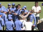 Riyan Parag's father, Parag Das, presented him with the India cap before the first T20I against Zimbabwe